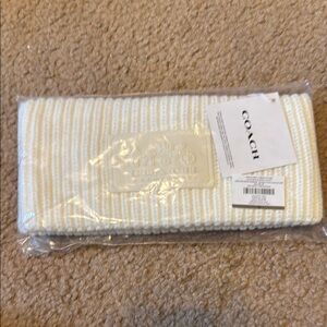 Coach Cream and White Striped Headband